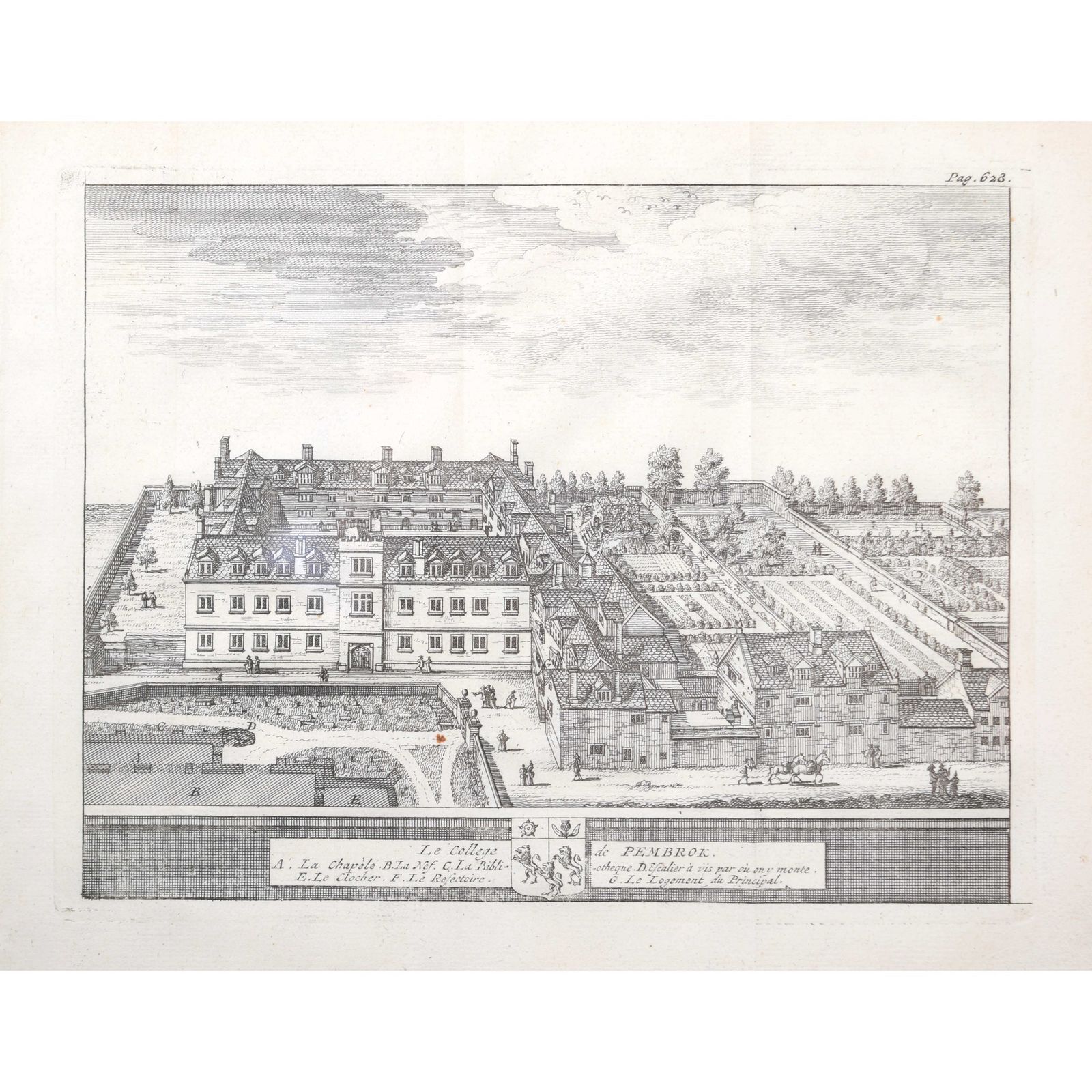 Pieter Van Der Aa (1659 1733), After David Loggan (1634–1692) Pembroke College, Oxford (1727)