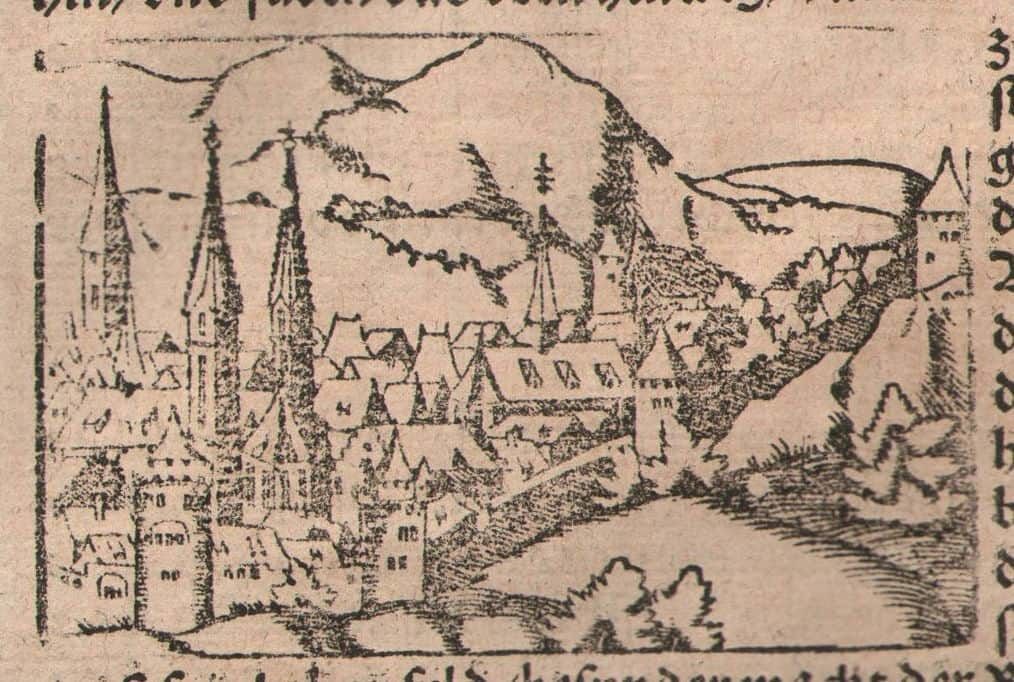 Munster Cosmographia Arles Avignon Woodcut Veduta Antique Print Arle Auenion photo Art