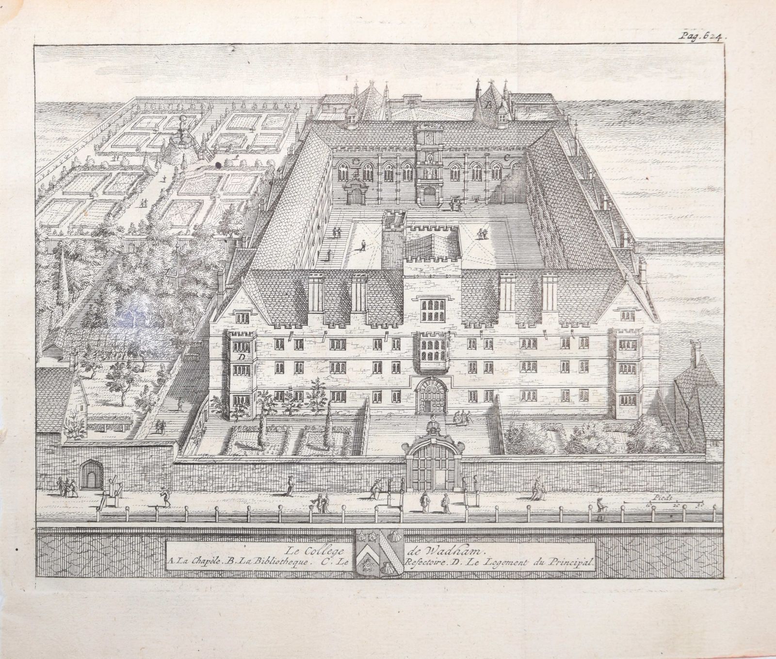 Pieter Van Der Aa (1659 1733), After David Loggan (1634–1692) Wadham College, Oxford (1727) photo 345.0