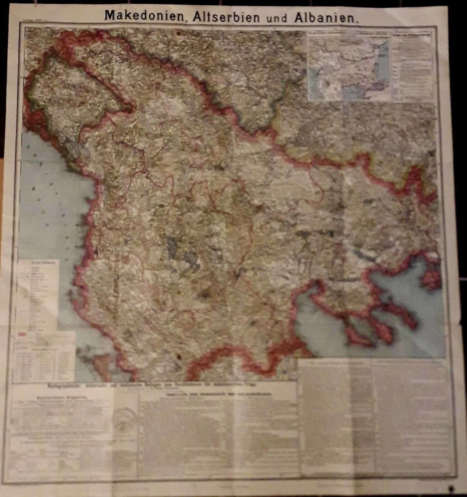 Karte Makedonien Altserbien Albanien Balkans Large Linen Map Karl Peucker photo furniture