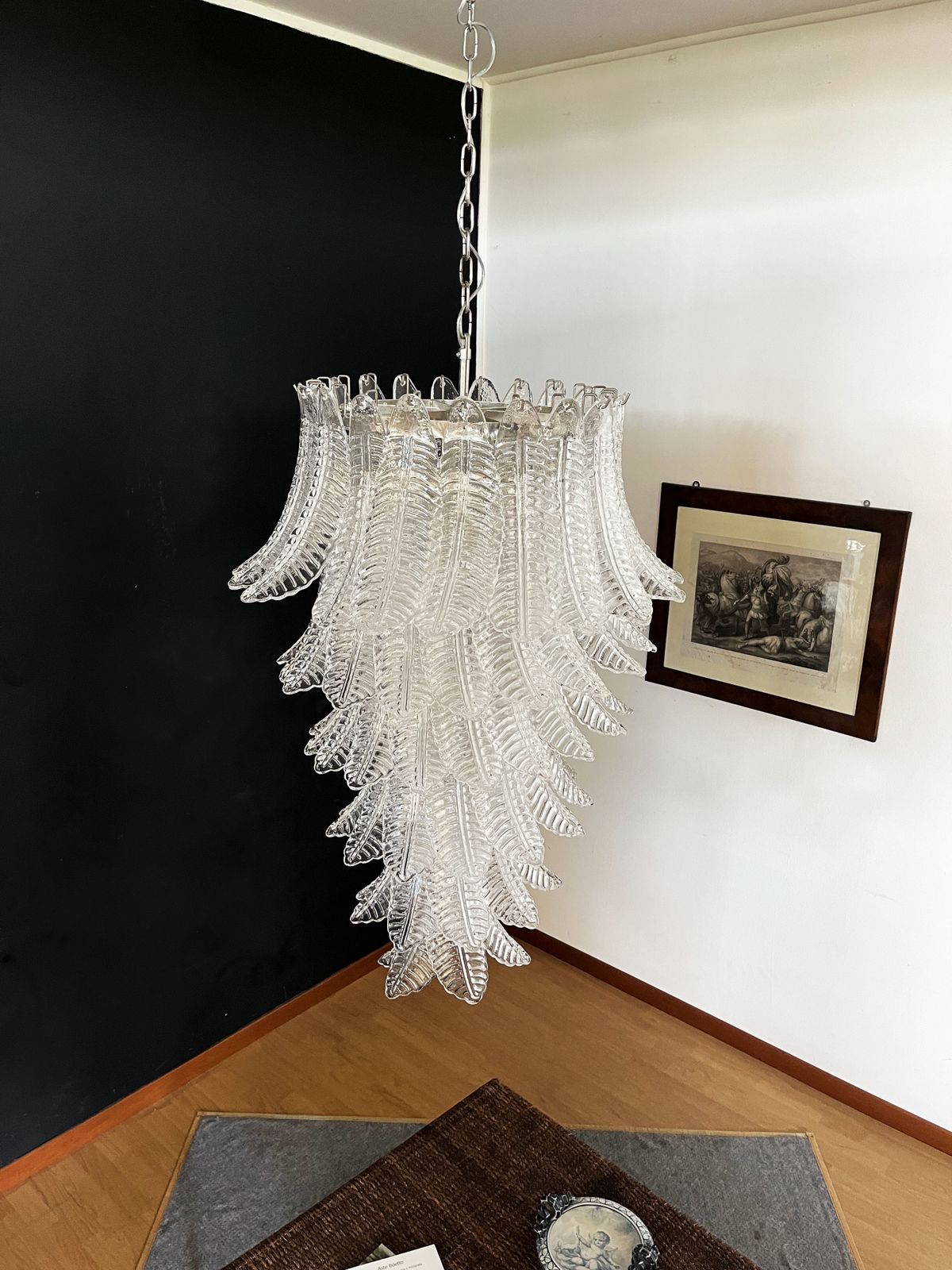 photo for sale Huge Italian Murano Felci Glass Spiral Chandelier   83 Clear Glasses