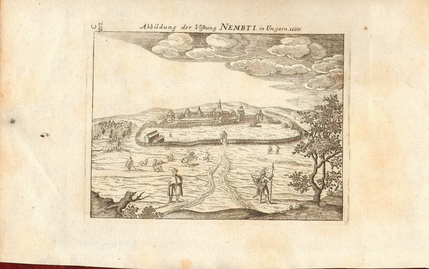 1665 Copperplate Hungary Engraving Fortress Nembti Lukas Schnitzer German photo furniture