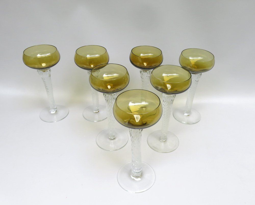 Art Deco Wine Glasses In Crystal Glass, 1920s, Set Of 7 photo furniture