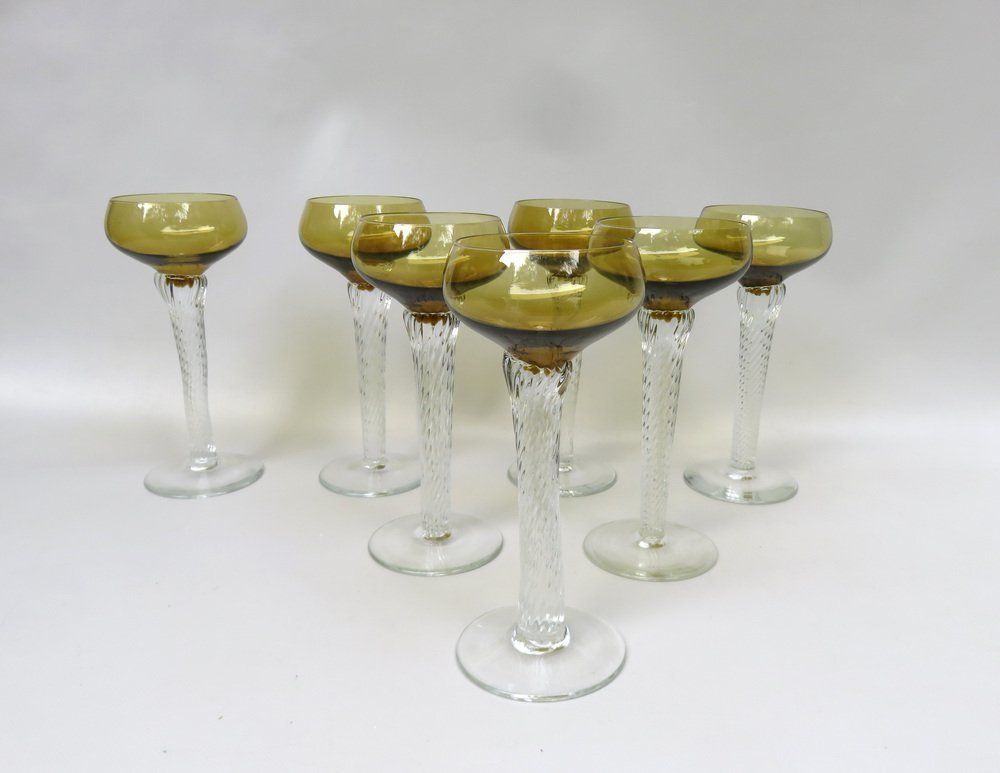 Art Deco Wine Glasses In Crystal Glass, 1920s, Set Of 7 photo Home Decor