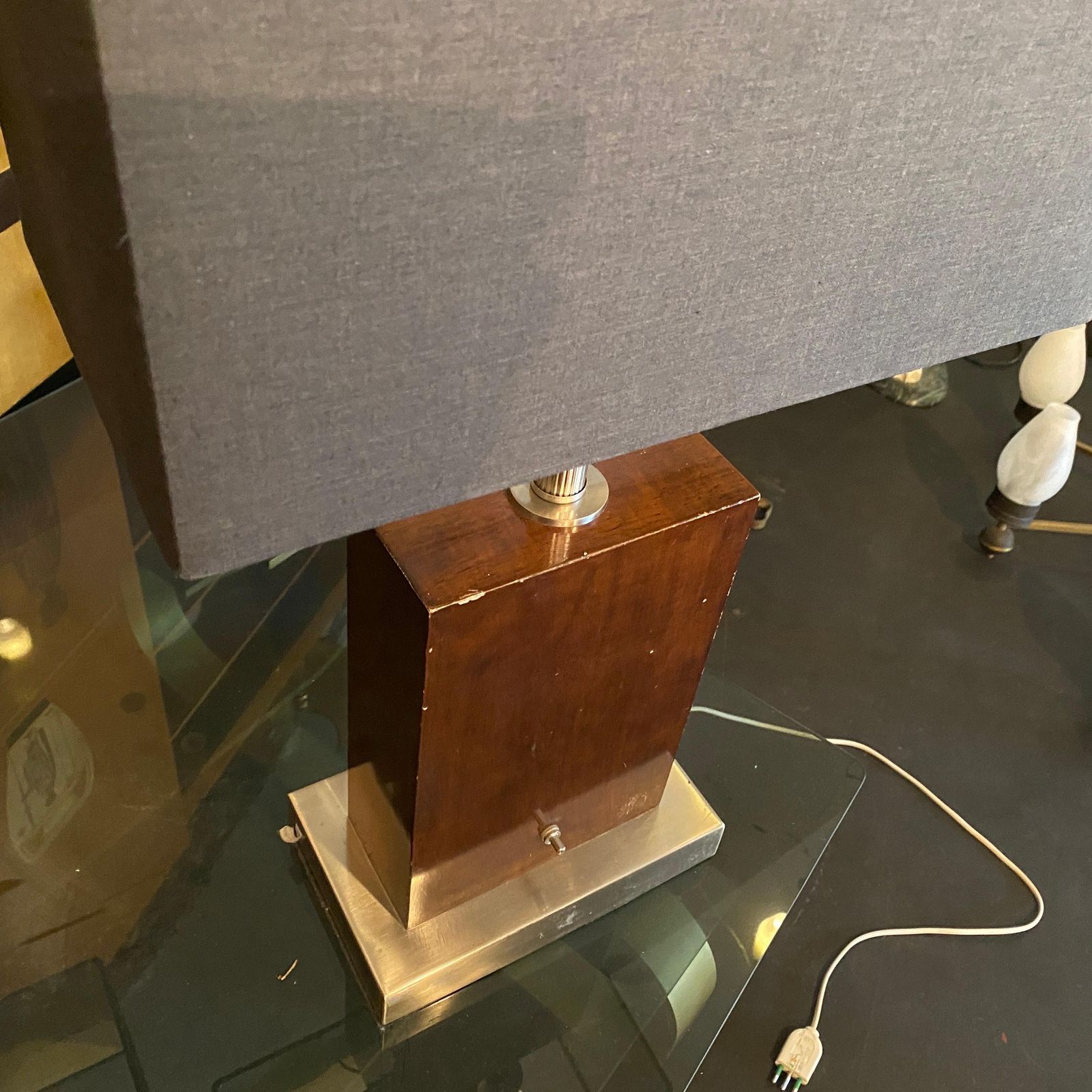 photo buy Set Of Two 1980s Modernist Wood And Metal Italian Table Lamps