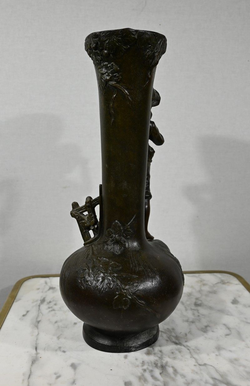 photo buy Pair Of Spelter Vases "Musician Children", After A. Moreau   Late 19th Century