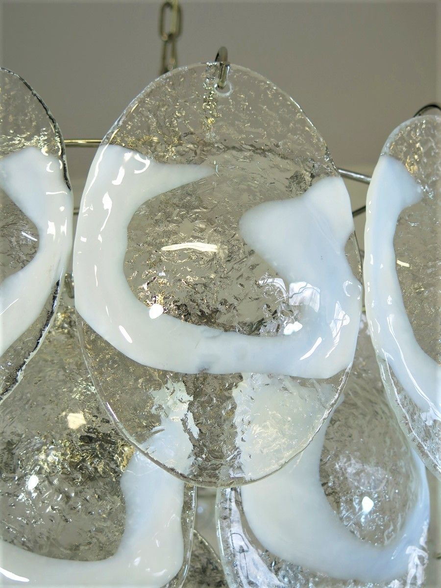 photo furniture 1970's Murano Chandelier By Mazzega   50 Lattimo Glasses