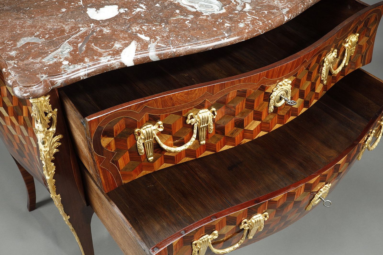 Chest Of Drawers In Rosewood Veneer With Oeben Marquetry, Louis XV Period photo 18775.0