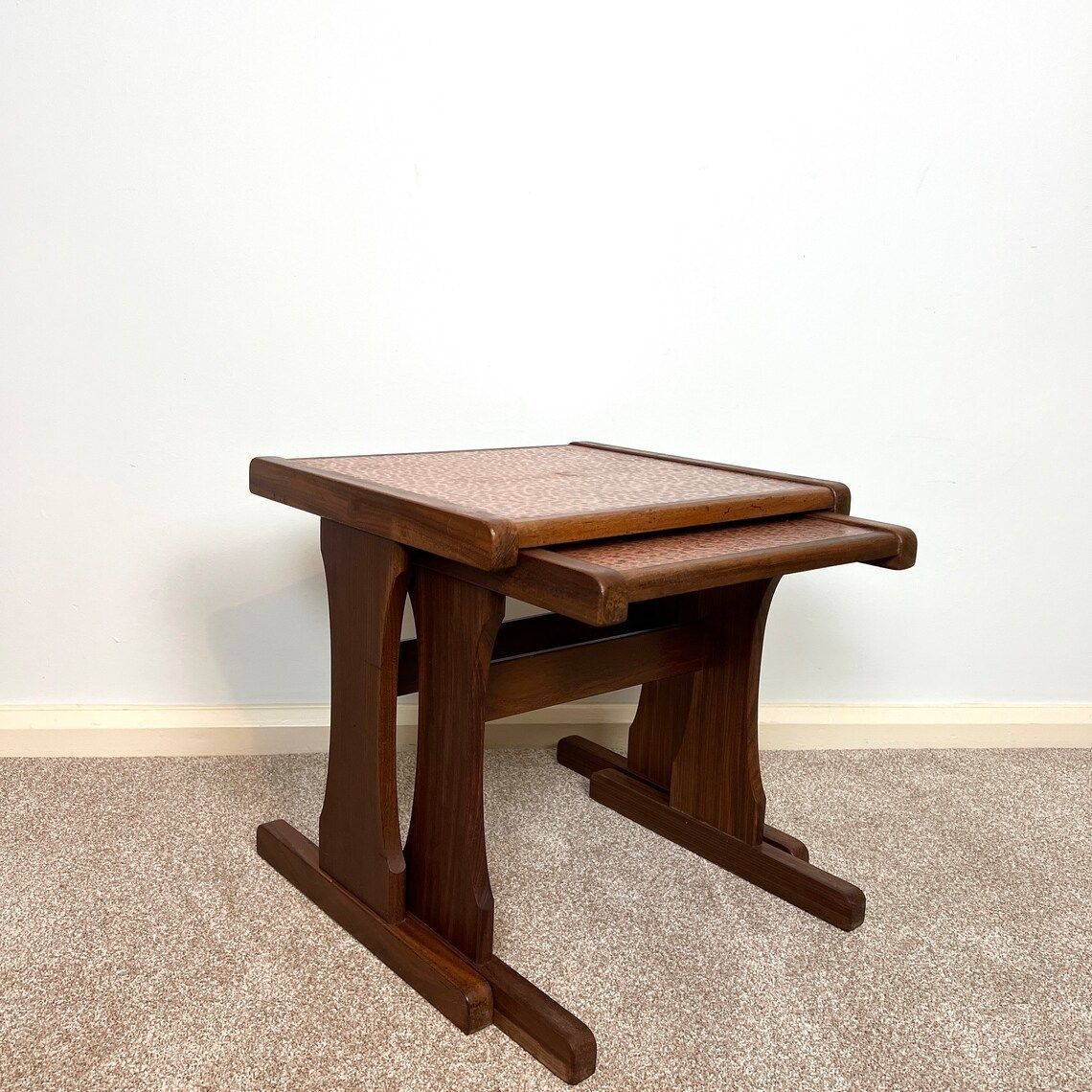 60s G Plan Hamered Copper Top Nest Of Tables photo buy
