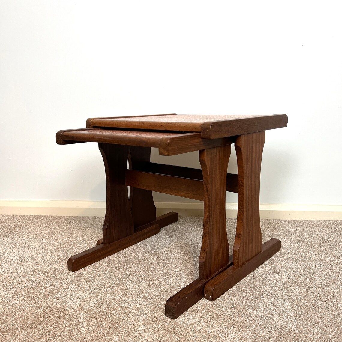 60s G Plan Hamered Copper Top Nest Of Tables photo vintage