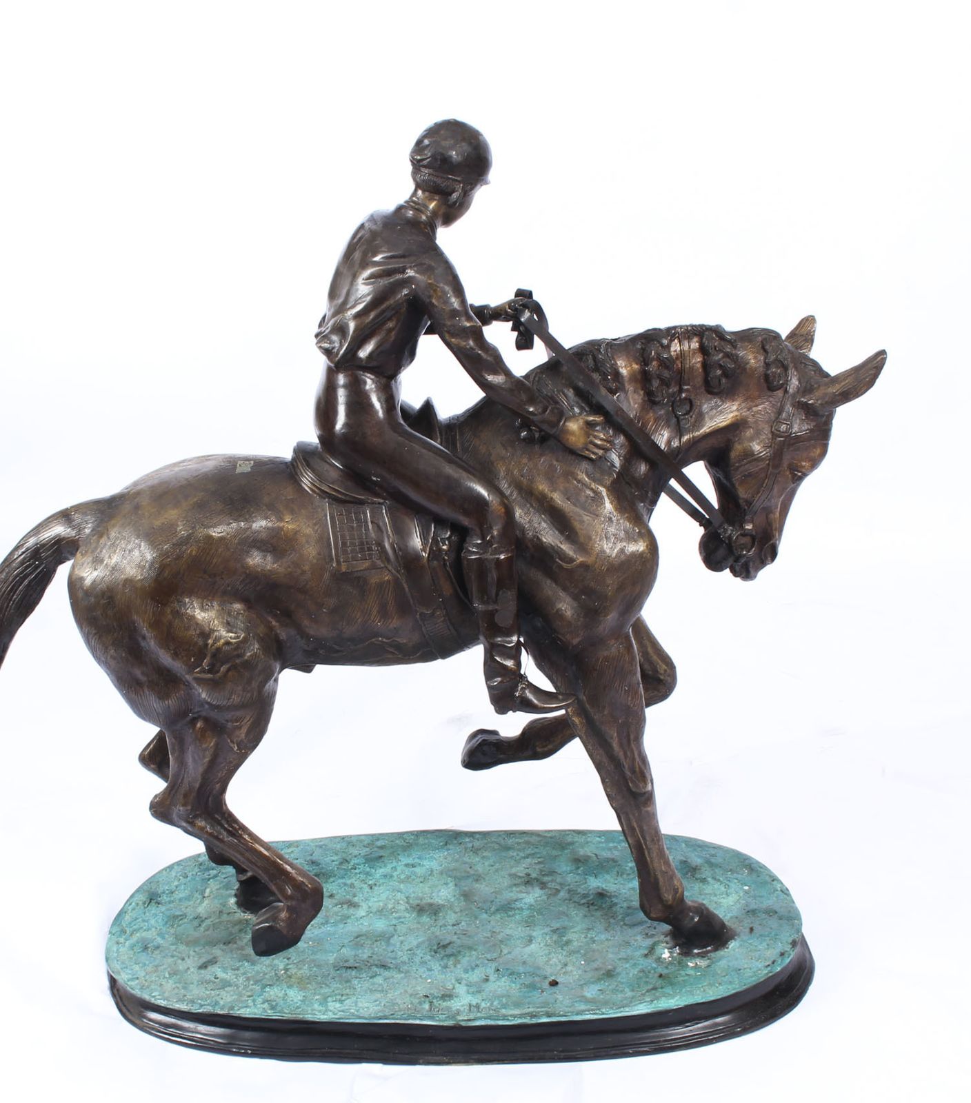 Vintage Large Horse & Jockey Bronze Sculpture Mene' 20th Century photo vintage