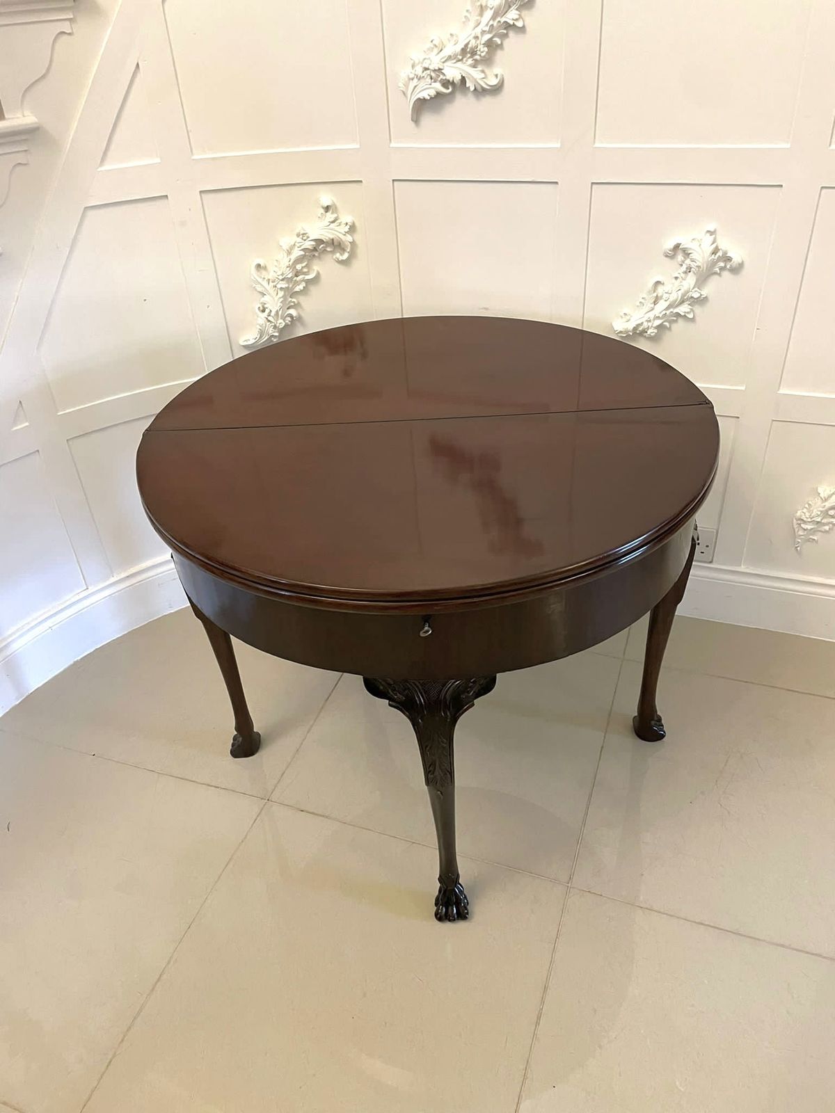 Unusual 18th Century Antique Quality Mahogany Irish Triple Top Card Table photo vintage