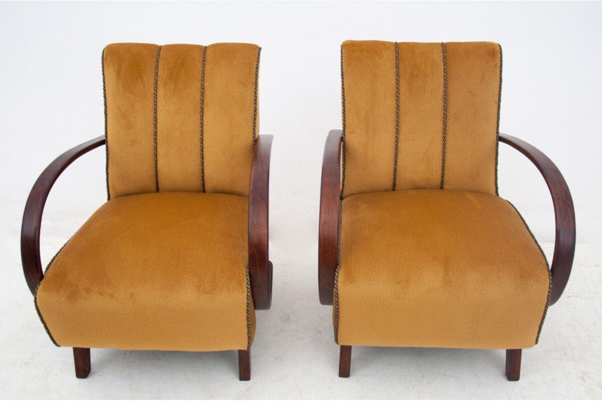 Art Deco Yellow Armchairs By J. Halabala, Czechoslovakia, 1930s photo for sale