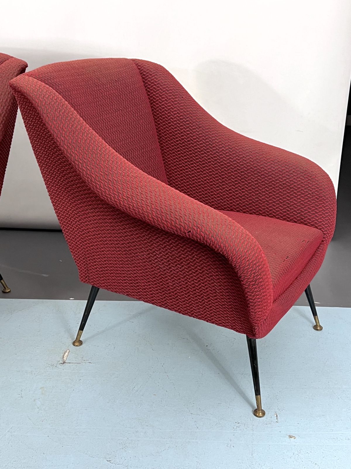 photo for sale Mid Century Pair Of Lounge Chairs By Gigi Radice For Minotti. Italy 1950s
