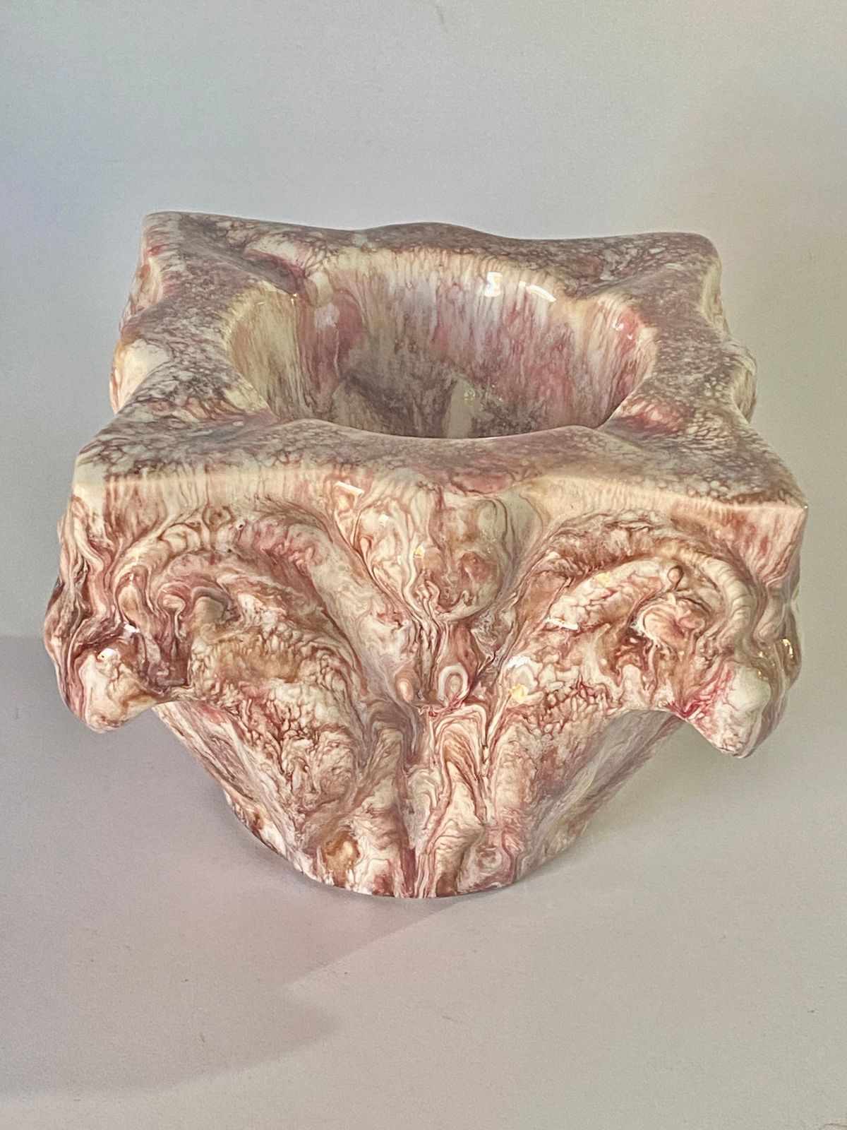 Ashtray, Vide Poche, In Ceramic, Pink Color, Holliwwod Regency, Italy 1960 photo for sale