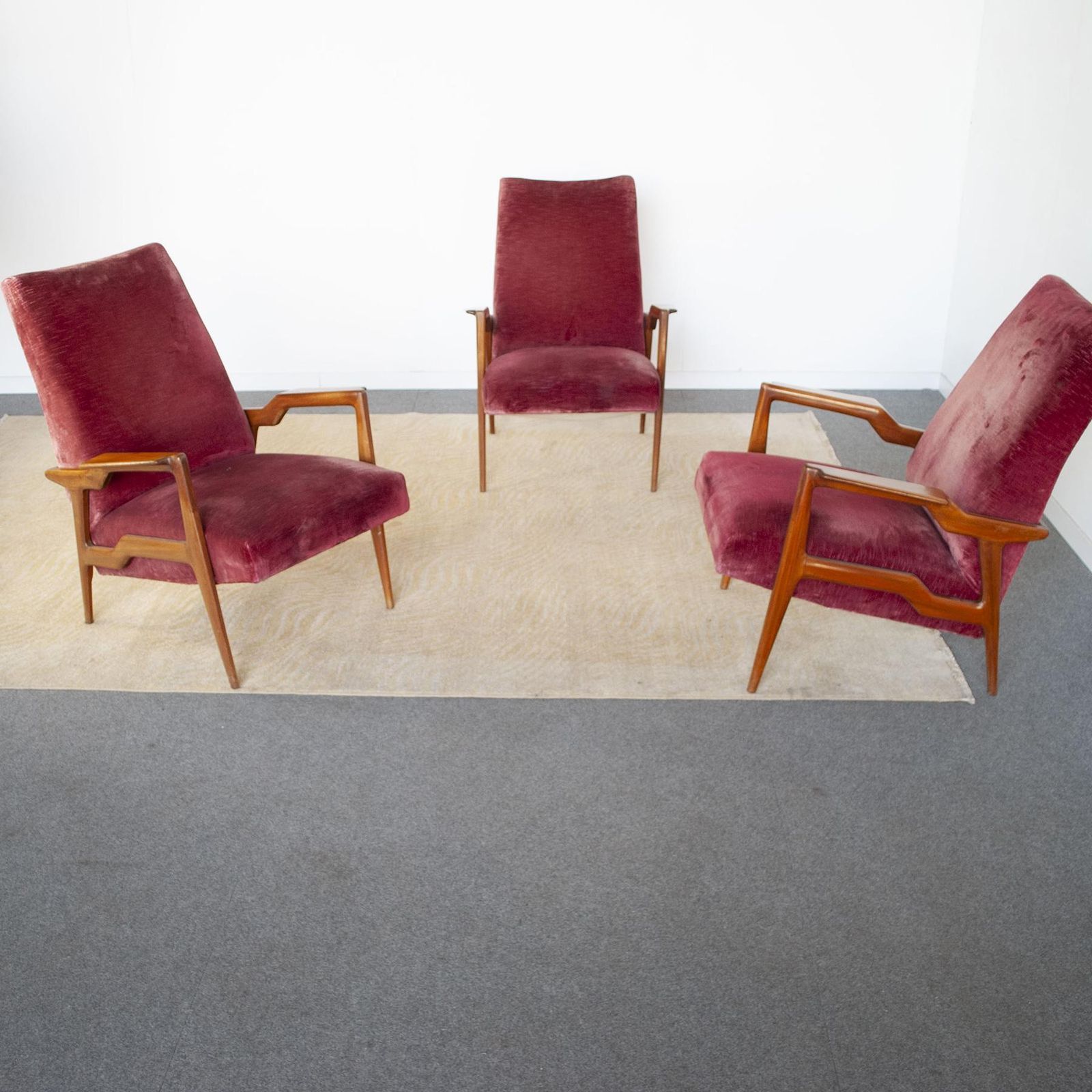 Ico Parisi Italian Mid Century Set Of Three Armchairs, 1950s photo Furniture