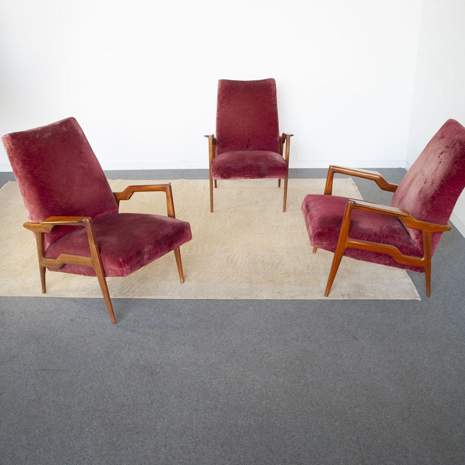 Ico Parisi Italian Mid Century Set Of Three Armchairs, 1950s photo 7072.96