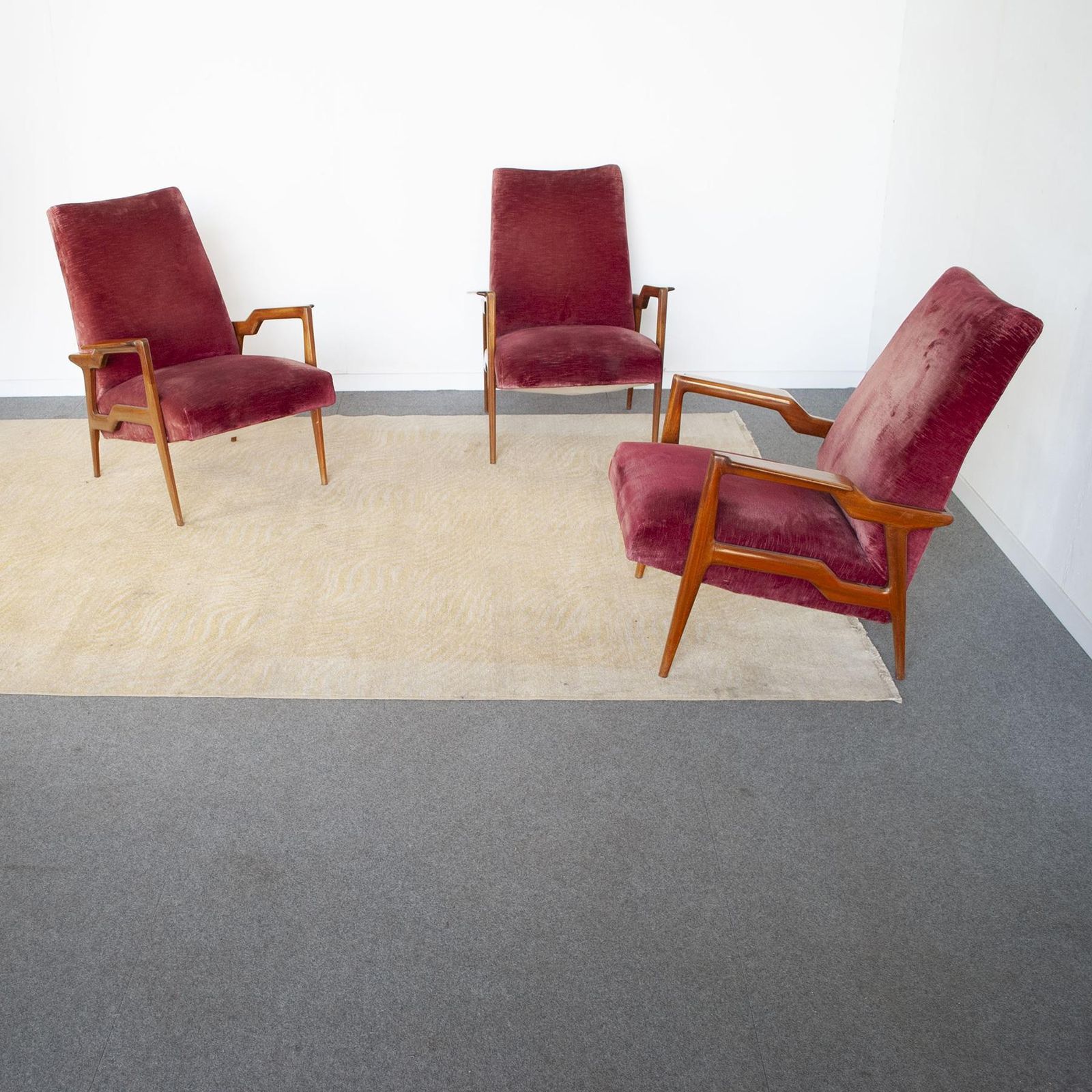 Ico Parisi Italian Mid Century Set Of Three Armchairs, 1950s photo buy