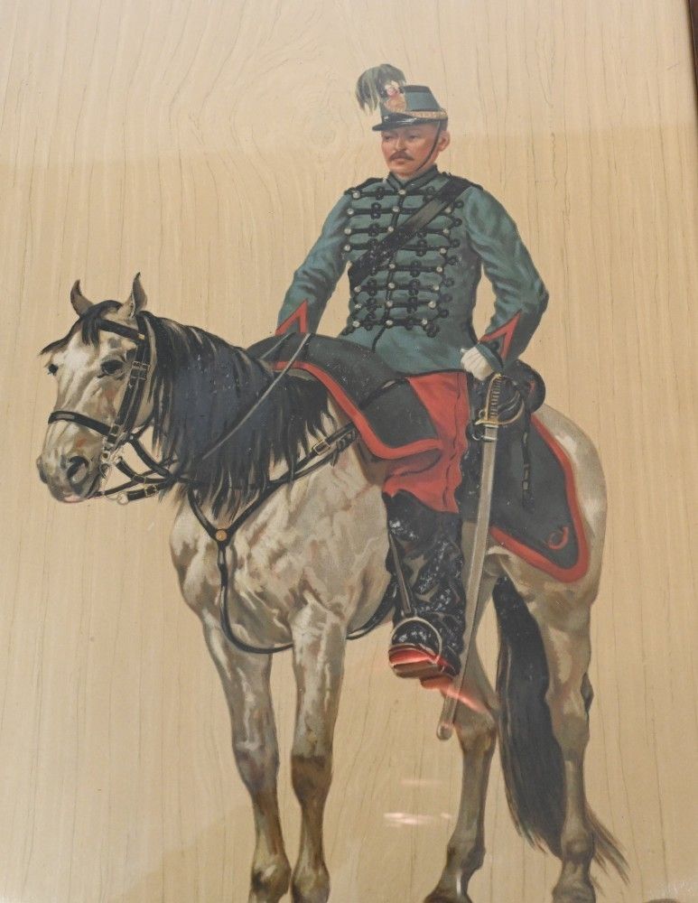 Set French Prints Soldiers Horseback Cavalry Legras Paris photo for sale
