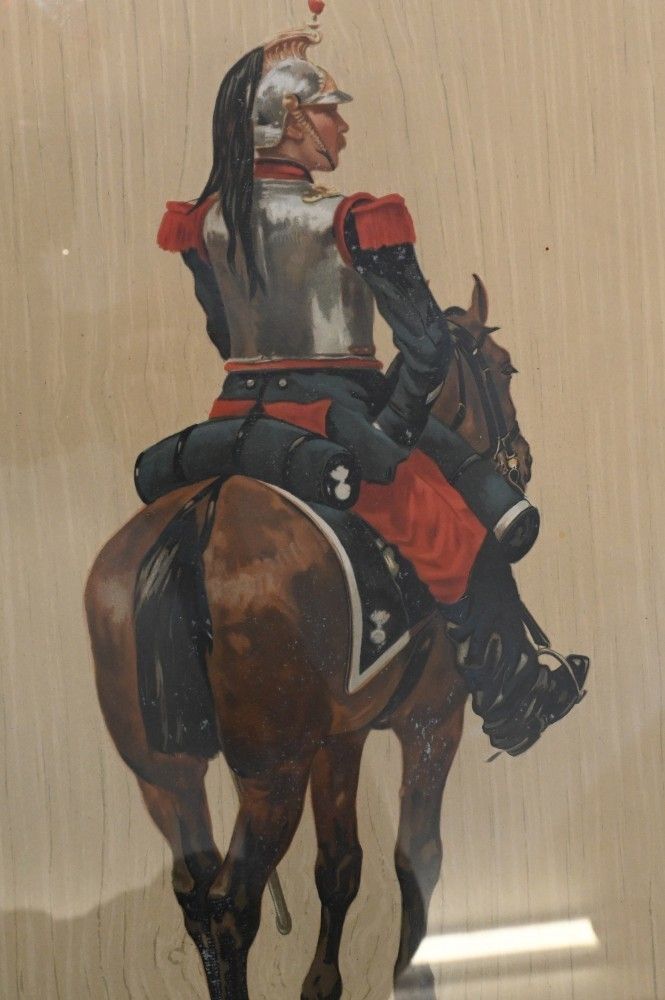 Set French Prints Soldiers Horseback Cavalry Legras Paris photo vintage