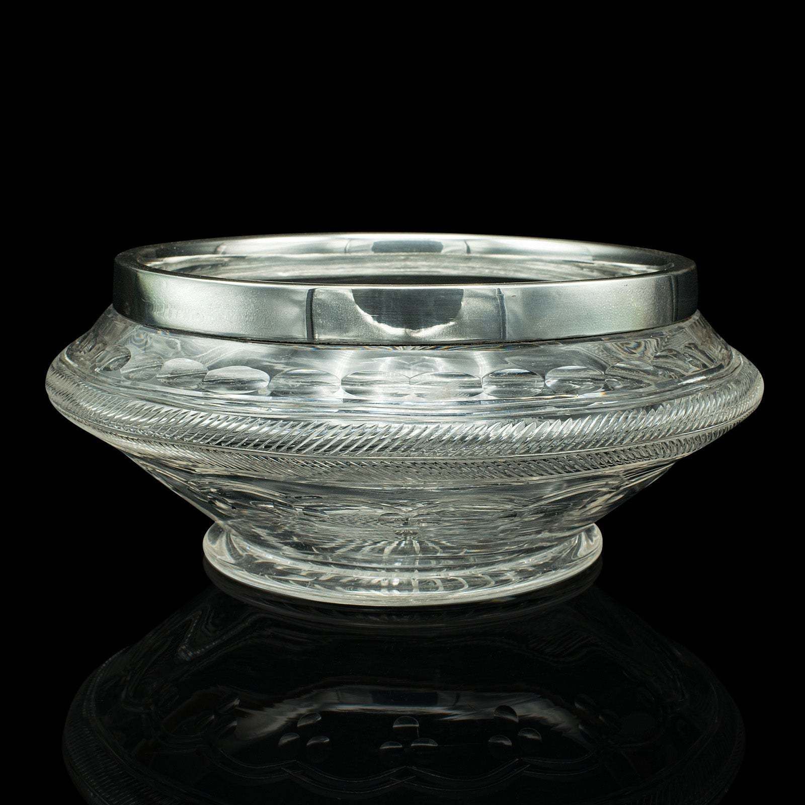 Antique Peach Bowl, English, Cut Glass, Silver Plate, Fruit, Edwardian, C.1910 photo for sale