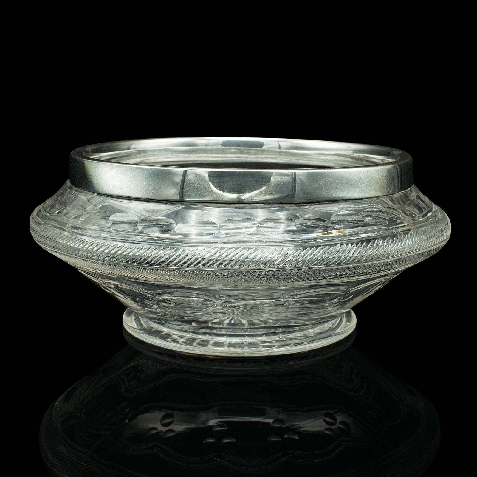 Antique Peach Bowl, English, Cut Glass, Silver Plate, Fruit, Edwardian, C.1910 photo Home Decor