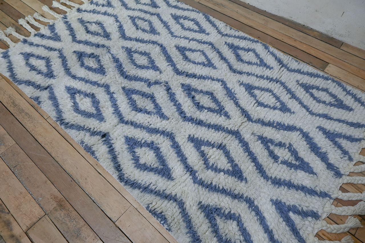 Mid 20th Century Blue Moroccan Berber Rug   Carpet photo for sale