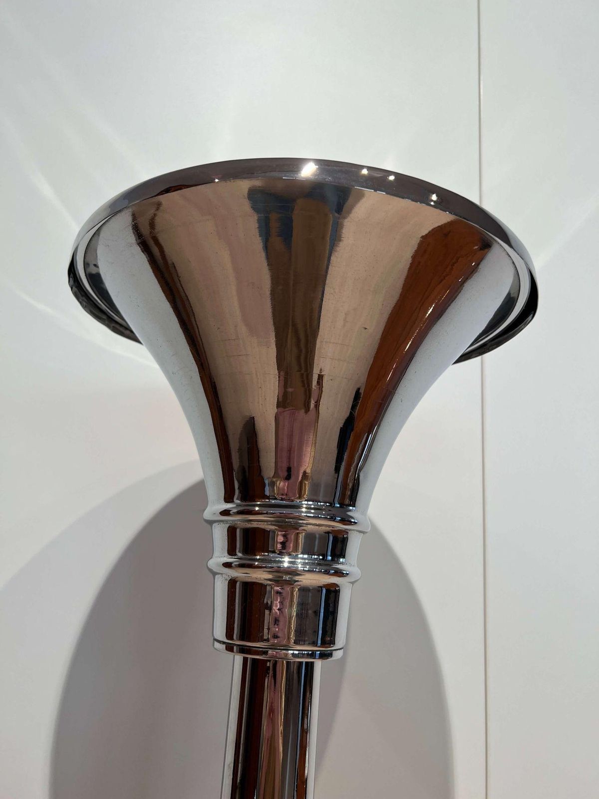 photo for sale Art Deco Standing Ashtray, Polished And Chromed Metal, Switzerland, Circa 1930