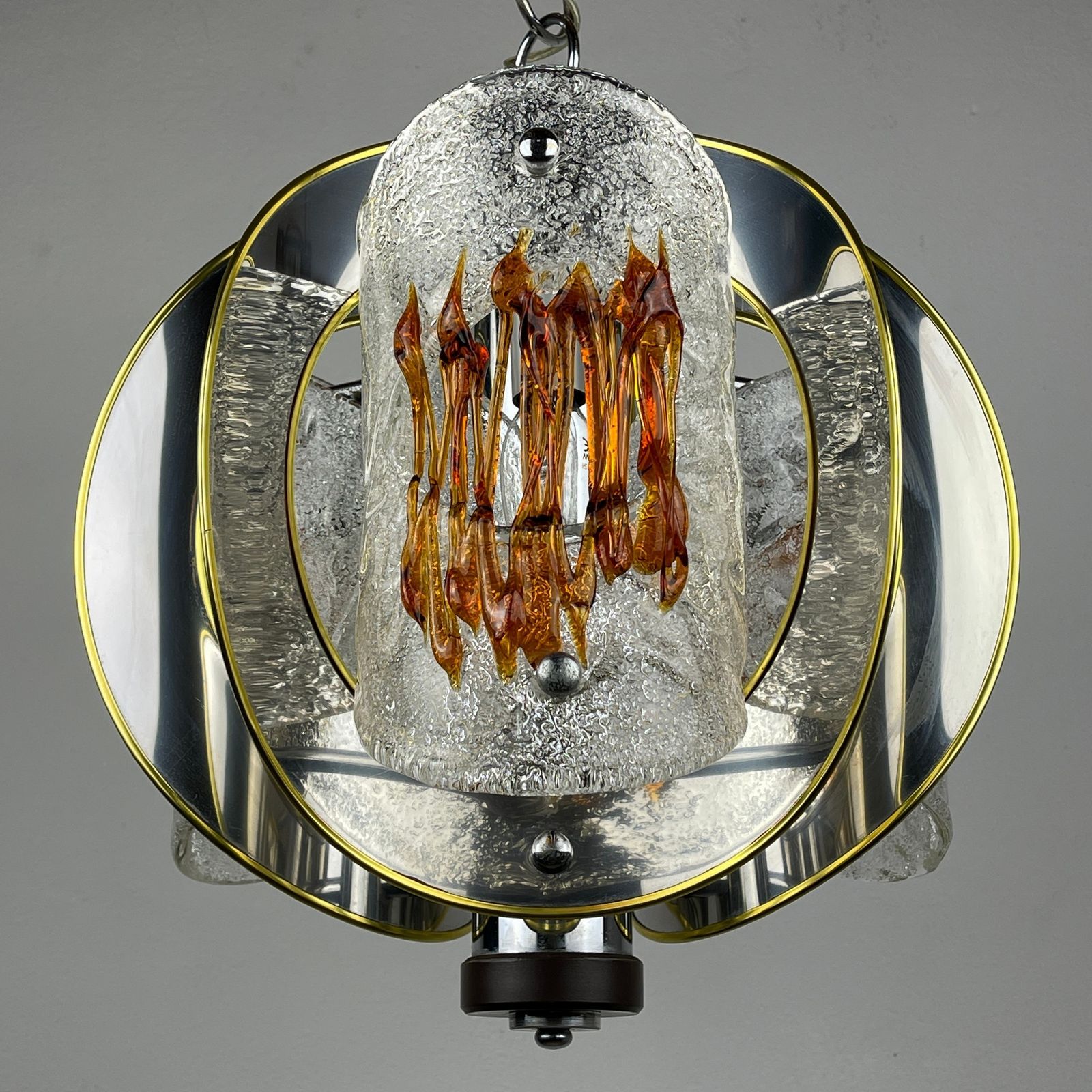 Mid Century Amber Murano Chrome Chandelier By Toni Zuccheri For Veart Italy 1970s photo furniture