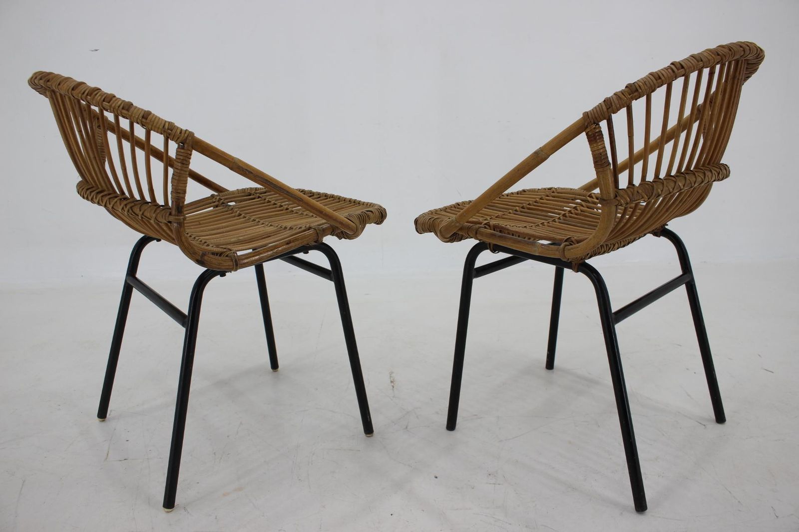 1970s Pair Of Alan Fuchs Rattan And Iron Lounge Chairs, Czechoslovakia photo Garden Furniture