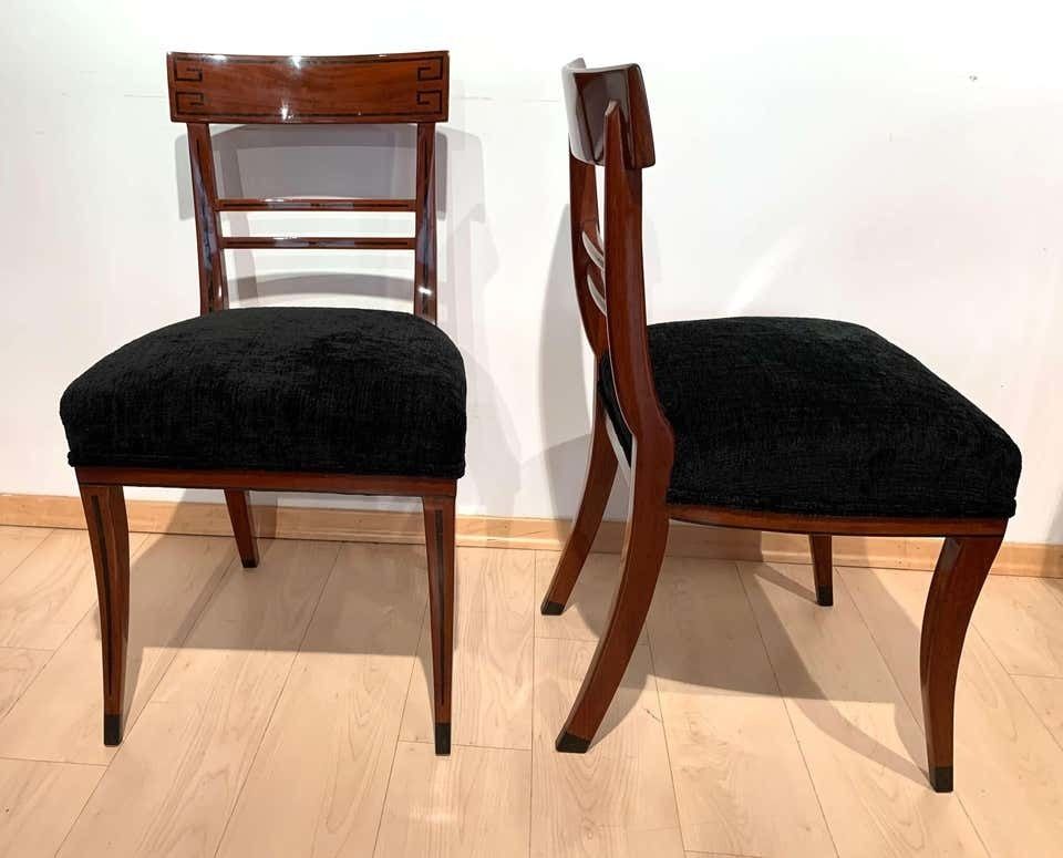 Neoclassical Biedermeier Side Chair, Mahogany, Ebony, Velvet, Vienna, Circa 1820 photo 1042.29