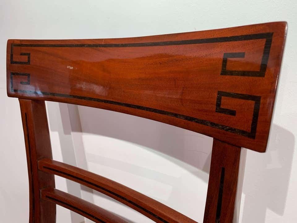 Neoclassical Biedermeier Side Chair, Mahogany, Ebony, Velvet, Vienna, Circa 1820 photo buy
