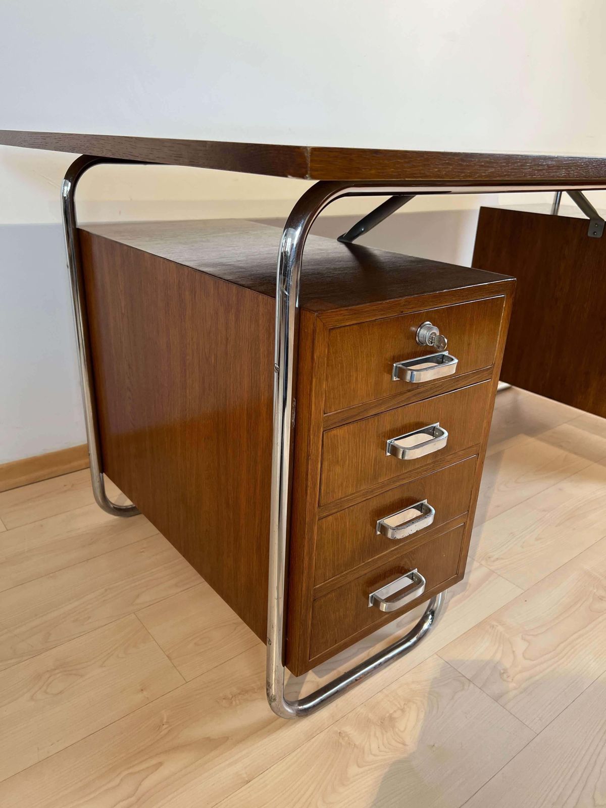 Bauhaus Desk By Mücke Melder, Steeltubes And Oak Veneer, Czech, Circa 1940 photo buy