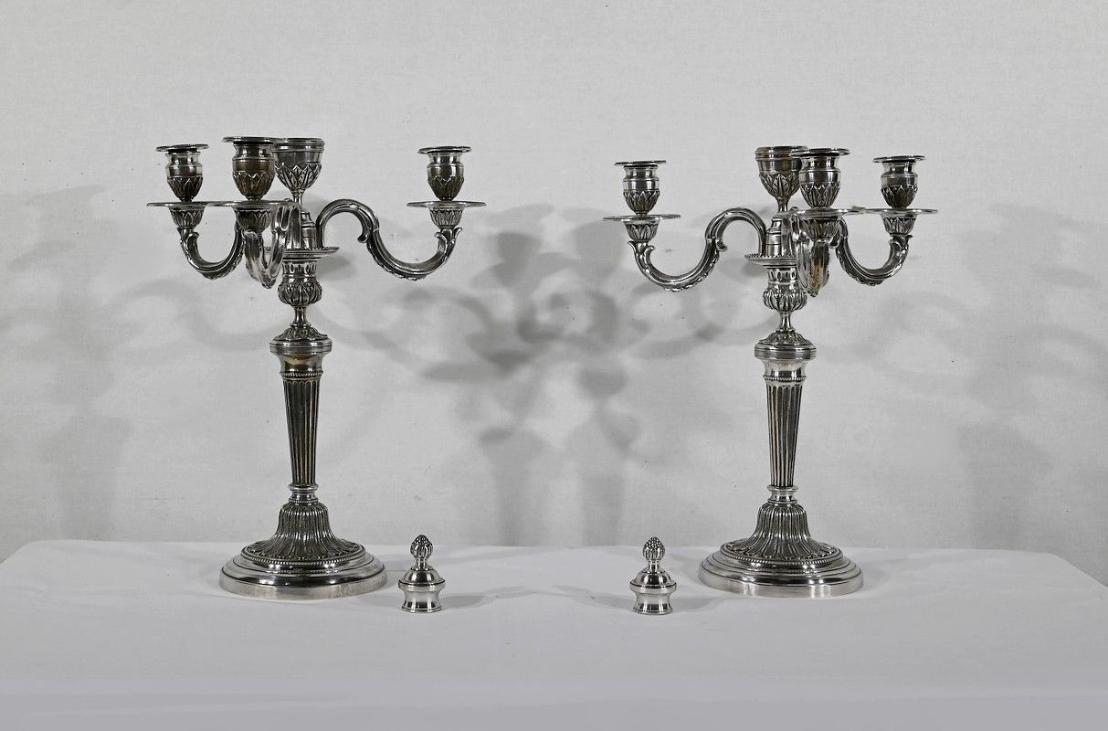 Pair Of Silver Bronze Candlesticks   Late 19th Century photo 1220.55