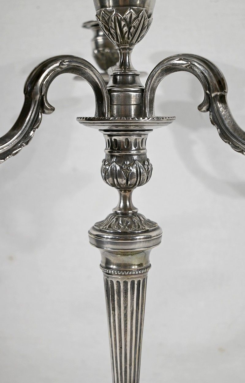 photo for sale Pair Of Silver Bronze Candlesticks   Late 19th Century
