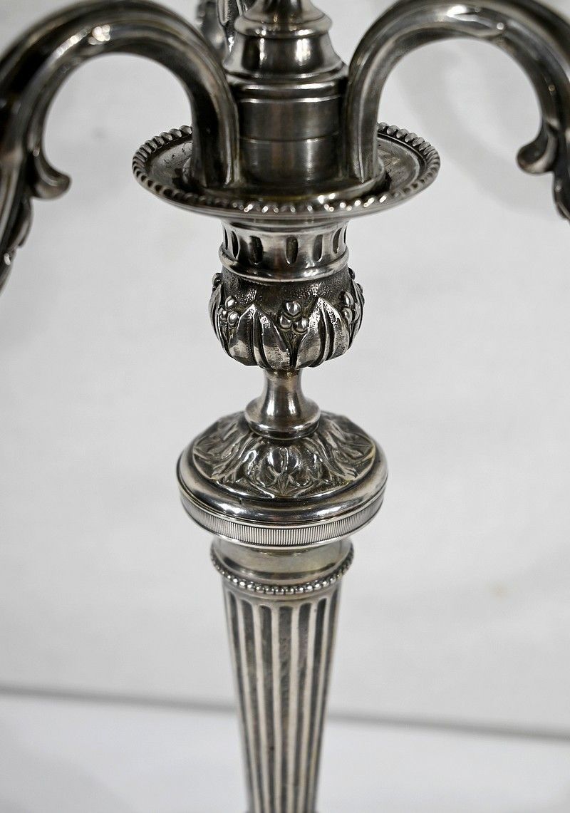 Home Decor Pair Of Silver Bronze Candlesticks   Late 19th Century photo