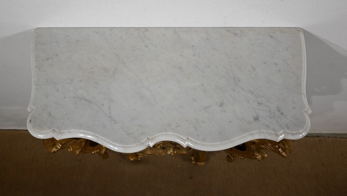 Wall Console In Golden Wood, Louis XV Style, Napoleon III Period   Mid 19th Century photo Furniture