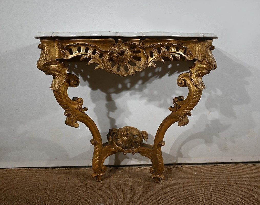 Wall Console In Golden Wood, Louis XV Style, Napoleon III Period   Mid 19th Century photo buy