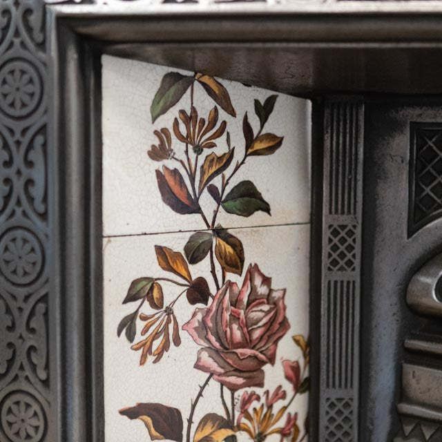 Antique Polished Cast Iron Fireplace Insert With Tiles photo 1500.0