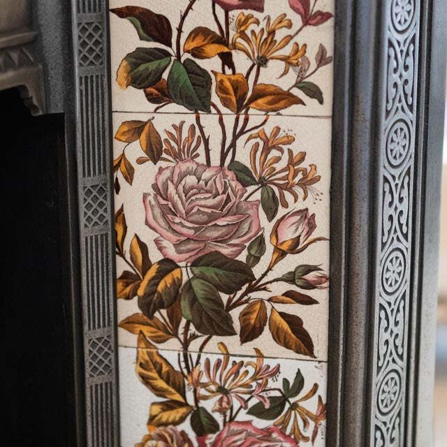 Antique Polished Cast Iron Fireplace Insert With Tiles photo vinterior