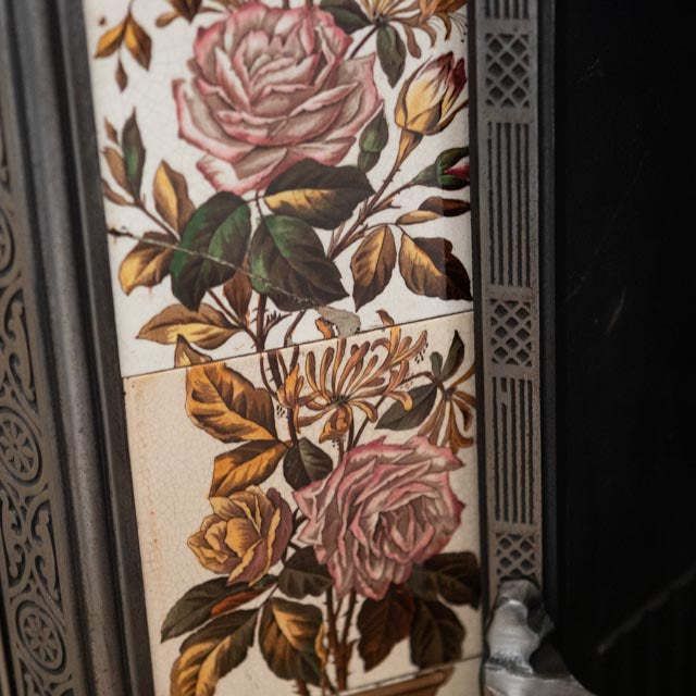 photo furniture Antique Polished Cast Iron Fireplace Insert With Tiles