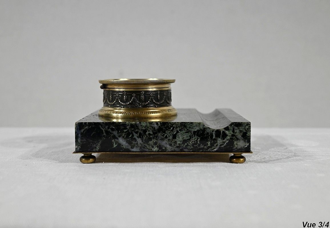Home Decor Inkwell With The Virgin In Bronze And Marble   Late 19th Century photo