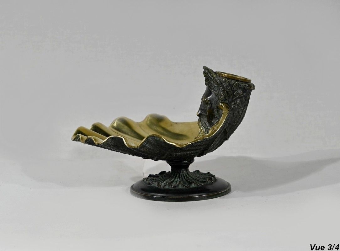 Inkwell In Bronze With Double Patina   2nd Part Of The 19th Century photo vintage
