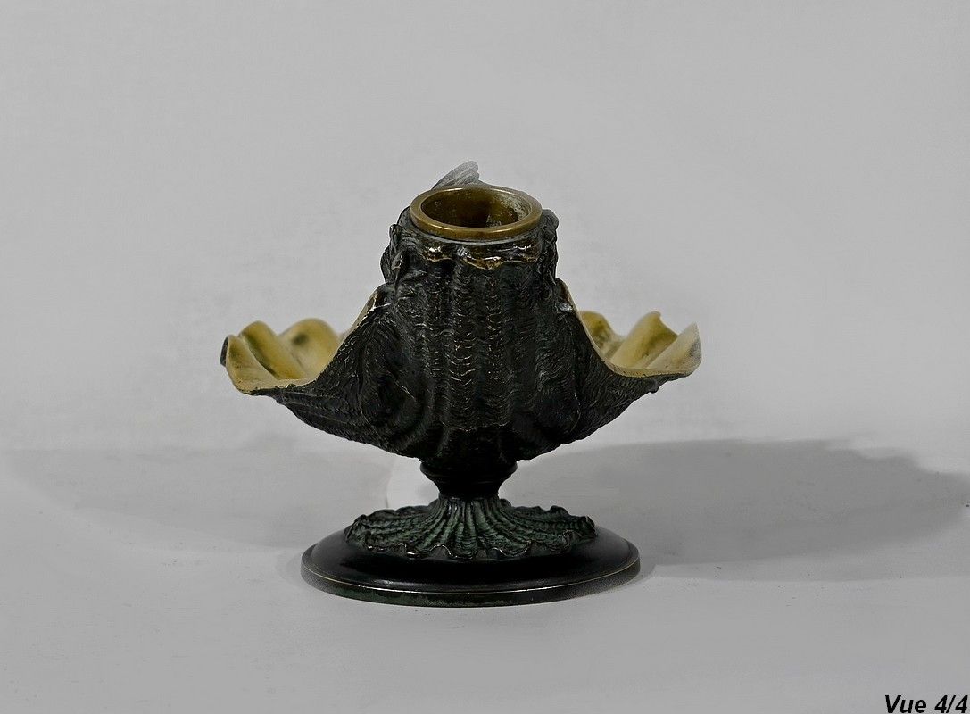 Home Decor Inkwell In Bronze With Double Patina   2nd Part Of The 19th Century photo