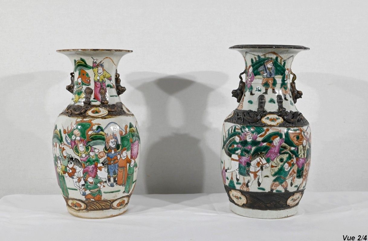 photo vintage Pair Of Nanjing Porcelain Vases, China   Late 19th Century