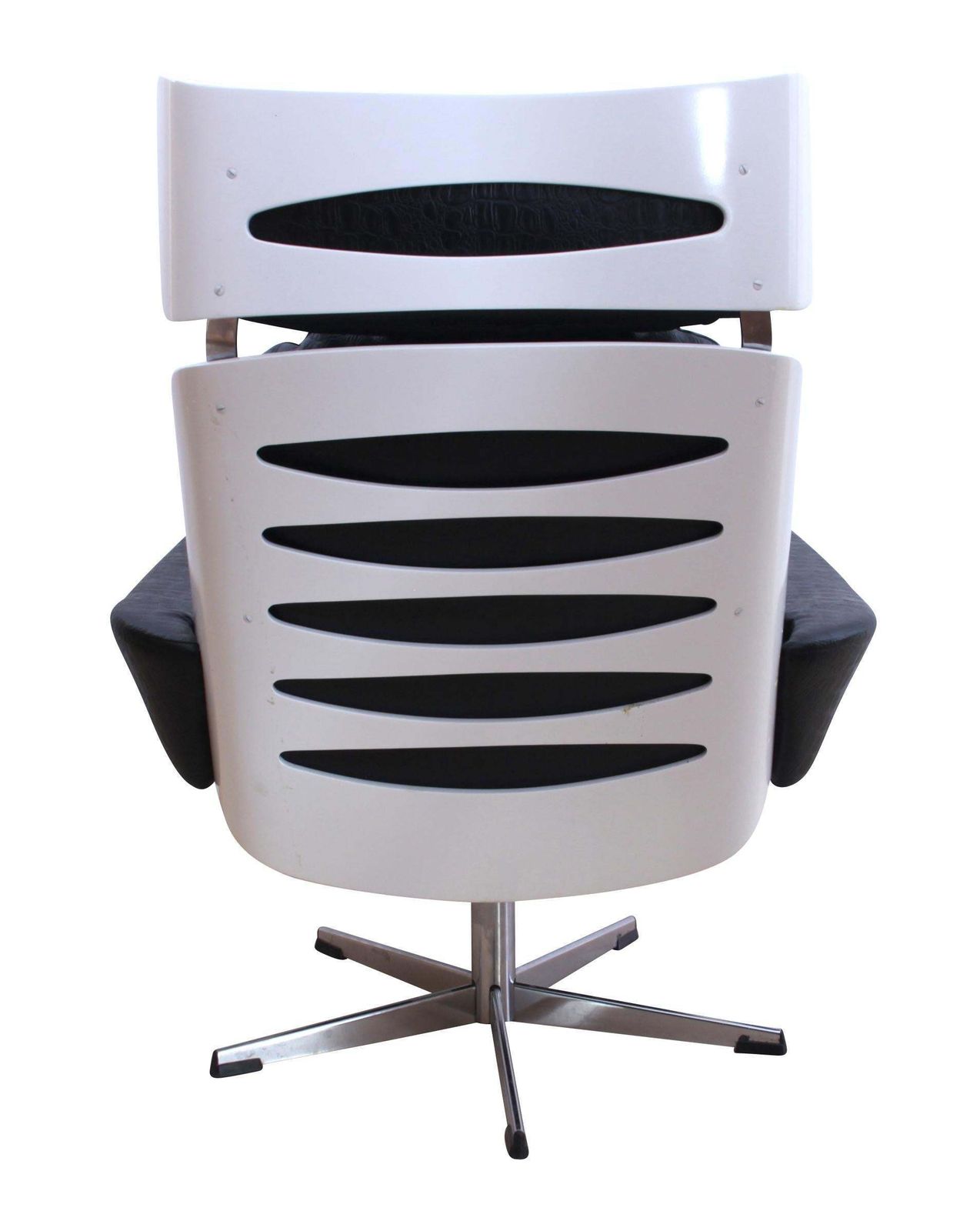 Space Age Lounge Chair, White Lacquer, Leather, Reptile Look, Germany, 1970s photo for sale
