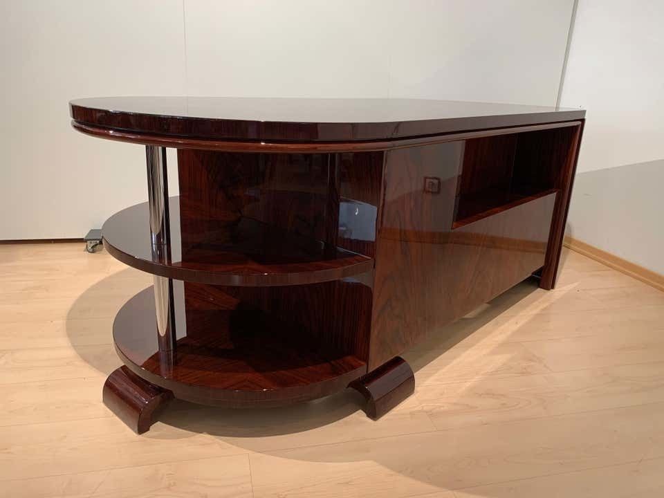 Art Deco Executive Desk And Leather Swivel Chair, Rosewood Veneer, France, 1930s photo buy