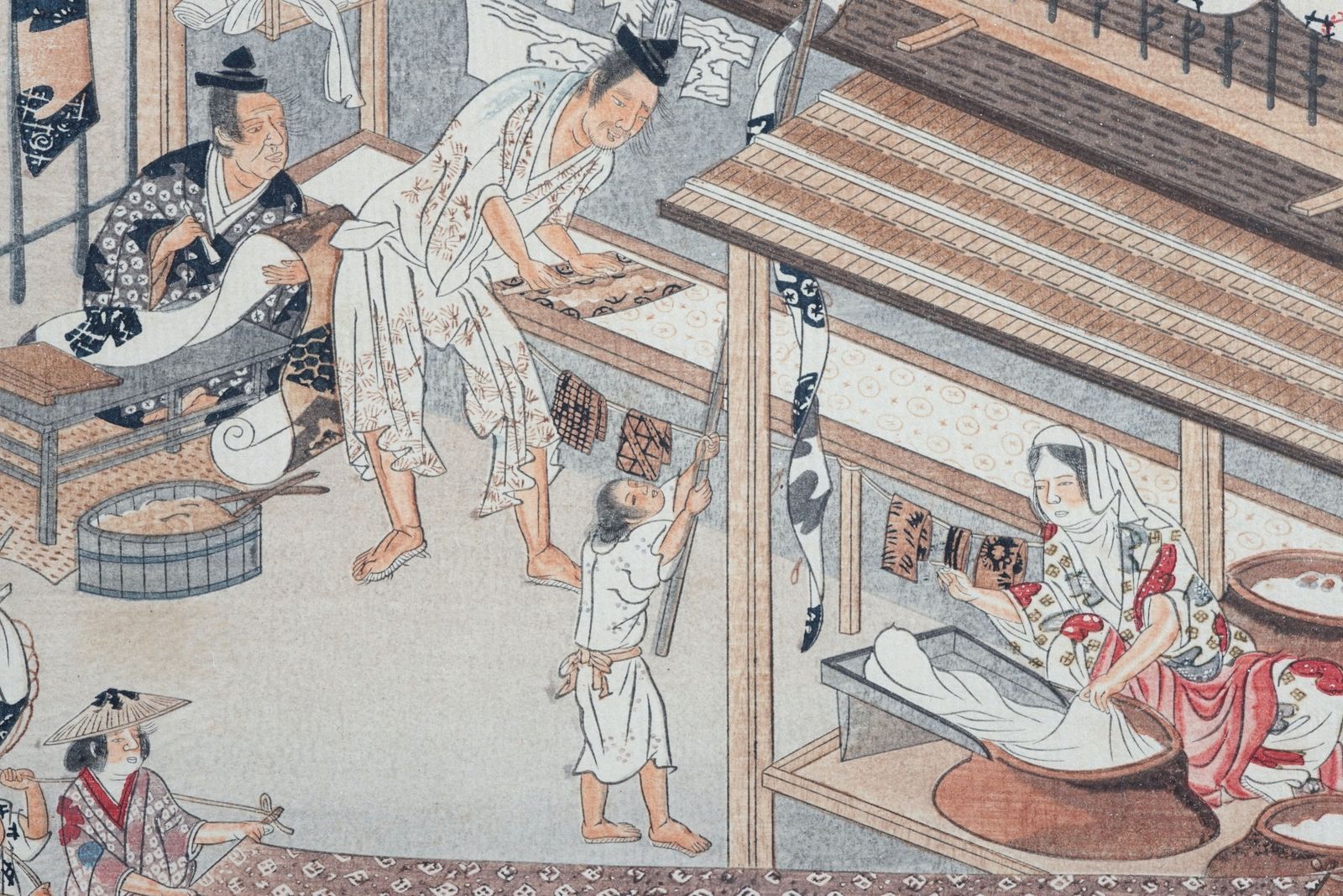 Artisans At Work, Japanese Woodblock After Kano Yoshinobu photo for sale