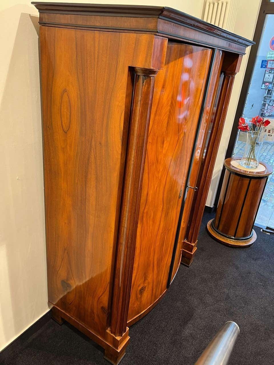 Biedermeier Armoire, Walnut Veneer, Full Columns, Austria/Vienna Around 1825 photo Furniture