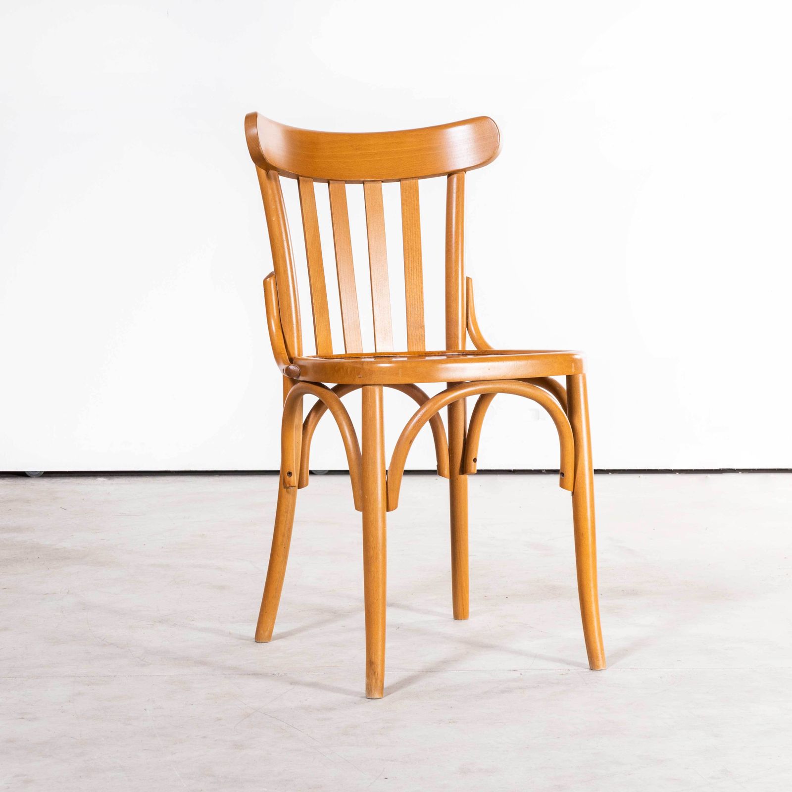 1970’s Bentwood Honey Beech Striped Seat Bentwood Dining Chairs – Set Of Six photo 972.0